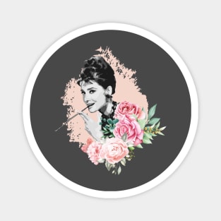 Audrey Hepburn T-Shirt Sticker Flowers Illustration Hoodie Notebook Magnet